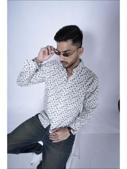 Off Duty India - Men White Evil Eye Guardian Print Full Sleeves Shirt