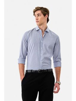 Snitch - Men Blue Stripes Full Sleeves Slim Formal Luxe Shirt