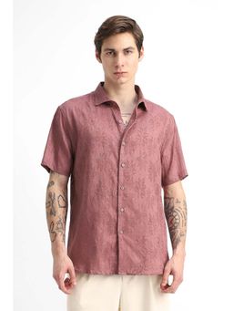 Snitch - Men Mauve Floral Half Sleeves Regular Casual Shirt