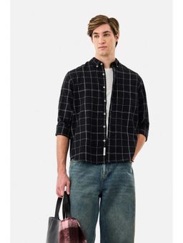 Snitch - Men Black Checks Full Sleeves Regular Casual Shirt