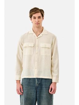 Snitch - Men Beige Textured Full Sleeves Regular Shirt