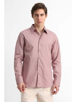 Snitch - Men Pink Printed Full Sleeves Slim Casual Shirt