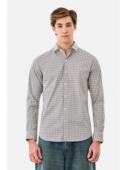 Snitch - Men White Checks Full Sleeves Slim Casual Shirt