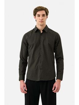 Snitch - Men Black Printed Full Sleeves Slim Shirt