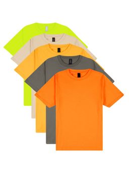 Gildan - Men Multi-Color Solid Softstyle Midweight T-Shirts (Pack Of 5)