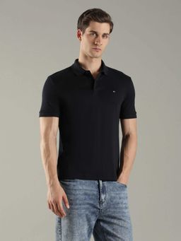 Tommy Hilfiger - Men Black Solid Regular Fit Cotton Polo T-Shirt