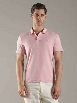 Tommy Hilfiger - Men Pink Solid Regular Fit Cotton Polo T-Shirt