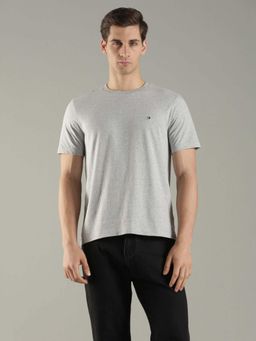 Tommy Hilfiger - Men Grey Melange Regular Fit Cotton T-Shirt