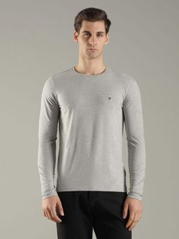 Tommy Hilfiger - Men Grey Melange Slim Fit Cotton T-Shirt