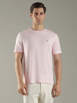 Tommy Hilfiger - Men Pink Solid Regular Fit Cotton T-Shirt