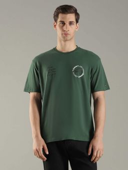 Tommy Hilfiger - Men Green Typography Relaxed Fit Cotton T-Shirt