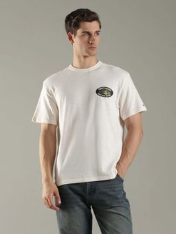 Tommy Hilfiger - Men Off White Graphic Relaxed Fit Cotton T-Shirt