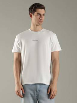 Tommy Hilfiger - Men Off White Solid Regular Fit Cotton T-Shirt