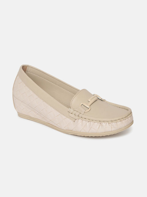 Buy Marc Loire Women Off White Textured Casual Loafers Online