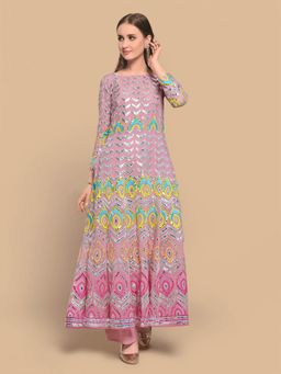 Odette - Lavender Georgette Embroidered Dress Material (Set of 2)