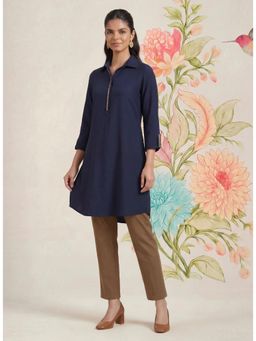Lakshita - Navy Blue Monochrome Kurta for Women