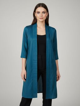 Qurvii - Teal Open Front Solid Shrug