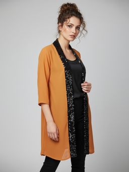 Qurvii - Orange Open Front Solid Shrug