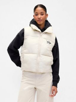 GAP - Cream High Neck Solid Jacket