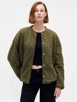 GAP - Olive Mandarin Neck Textured Jacket