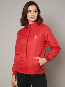LEOTUDE - Red Mandarin Neck Solid Jacket