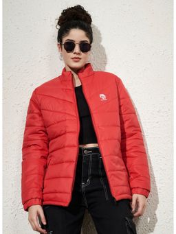 LEOTUDE - Red Mandarin Neck Solid Jacket