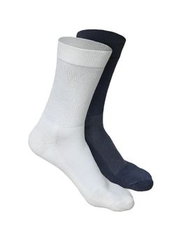 Heelium - Bamboo Crew Socks for Men - 2 Pairs - White - Nblue - Anti Odour - Breathable
