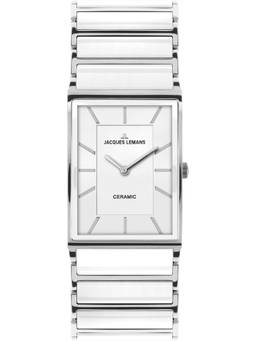 Jacques Lemans - York Series White Stainless Steel/High-Tech-Ceramic Watch (1-1651.1E) (Medium)