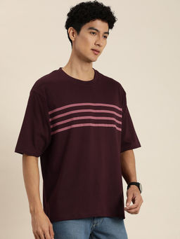 DILLINGER - Maroon Striped Oversized T-Shirt