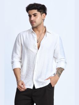 XKIND - White Jacquard Flowing Shirt