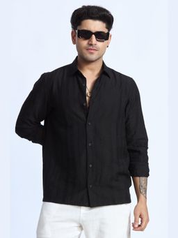 XKIND - Black Jacquard Flowing Shirt
