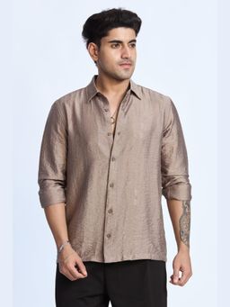XKIND - Brown Jacquard Flowing Shirt