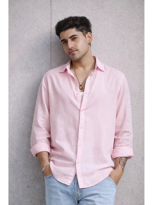 XKIND Pink Linen Blend Shirt