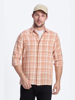 XKIND - Orange Cropped Fit Check Shirt