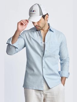 XKIND - Blue Xkind Cropped Fit Cotton Check Shirt