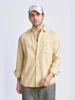 XKIND - Cream Cropped Fit Textured Shirt