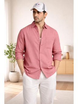 XKIND - Peach Cropped Fit Textured Shirt