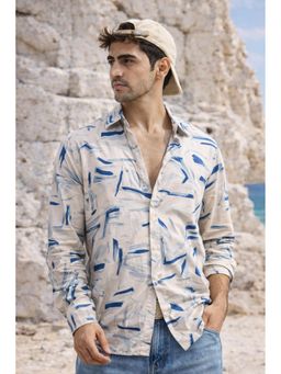 XKIND - Beige Printed Regular Fit Tencel Shirt