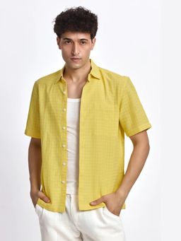 XKIND - Yellow Textured Boxy Fit Shirt