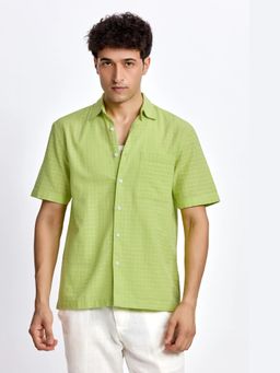 XKIND - Green Textured Boxy Fit Shirt