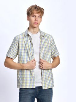 XKIND - Yellow Boxy Fit Checks Shirt