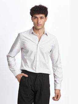XKIND - White Stripe Slim Fit Shirt
