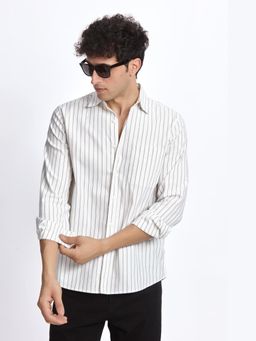 XKIND - White Stripe Regular Fit Shirt