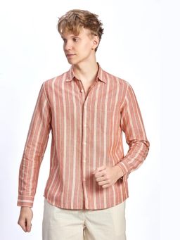 XKIND - Orange Stripe Regular Fit Shirt