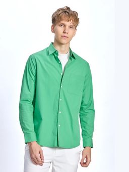 XKIND - Green Poplin Regular Fit Shirt