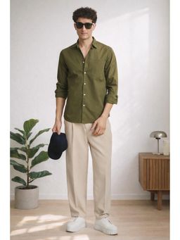 XKIND - Olive Poplin Regular Fit Shirt