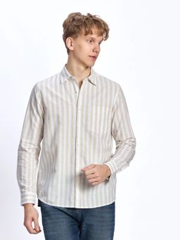 XKIND - Beige Stripes Regular Fit Shirt