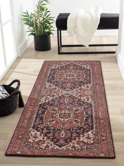 OBSESSIONS - Cream and Rust Polyester Ethnic Floor Runner