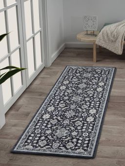 OBSESSIONS - Navy Blue Polyester Classical Floor Runner