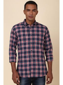 Allen Solly - Men Navy Blue Custom Fit Checks Full Sleeves Casual Shirt